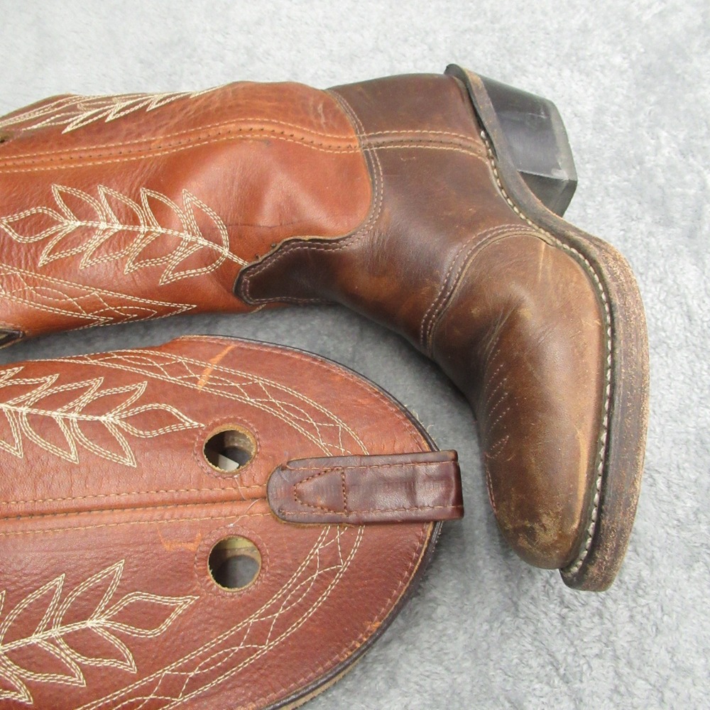Double H Boots Women 6.5M Brown Leather Embroidery Cowgirl Western Riding USA - Picture 5 of 16